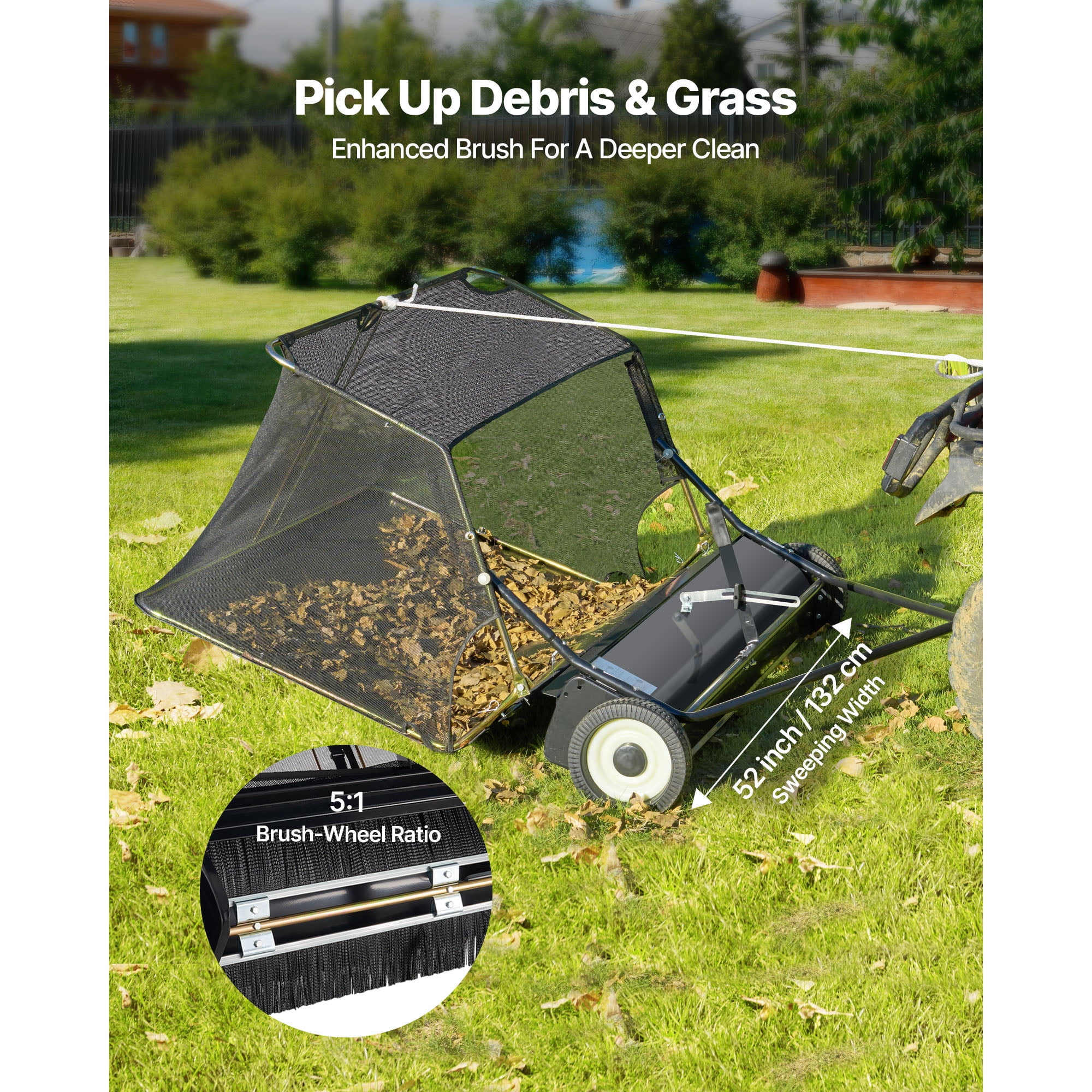 KFFKFF Tow-Behind Lawn Sweeper TC5001D 52 in 26 cu.ft. 69.2 ×60.2 ×24.0 in