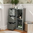 thumbnail image 2 of Costway Bathroom Floor Cabinet Side Storage Cabinet with 3 Drawers and 1 Cupboard Grey, 2 of 10