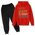 thumbnail image 2 of ZHOGXU Big Boys Girls Outfits 2 Piece Long Sleeve Letter Print Hoodies And Sweatpants Fashion Comfortable Sets For Casual Wear And Outdoor Activities Red 9-10 Years, 2 of 3