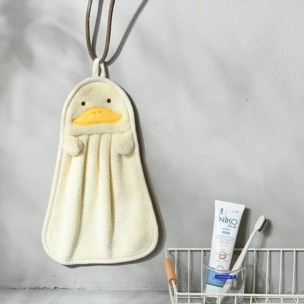 Toalla de vellón de coral para colgar, toalla de mano con dibujos de animales, toalla absorbente para cocina y baño, toalla de mano