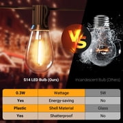 EclatrisLume 100FT Outdoor String Lights,Patio Lights with 25 Shatterproof S14 Vintage Edison Bulbs,Hanging Light Waterproof for Porch, Garden, Deck, Backyard, 2700K