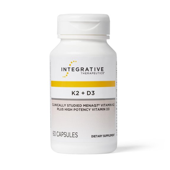 Integrative Therapeutics Vitamin K2   D3 - Supplement for Heart Health & Bone Strength* - Daily Vitamins for Calcium Absorption - Supports Vitality - Dairy-Free & Gluten-Free - 60 Count (60 Servings)