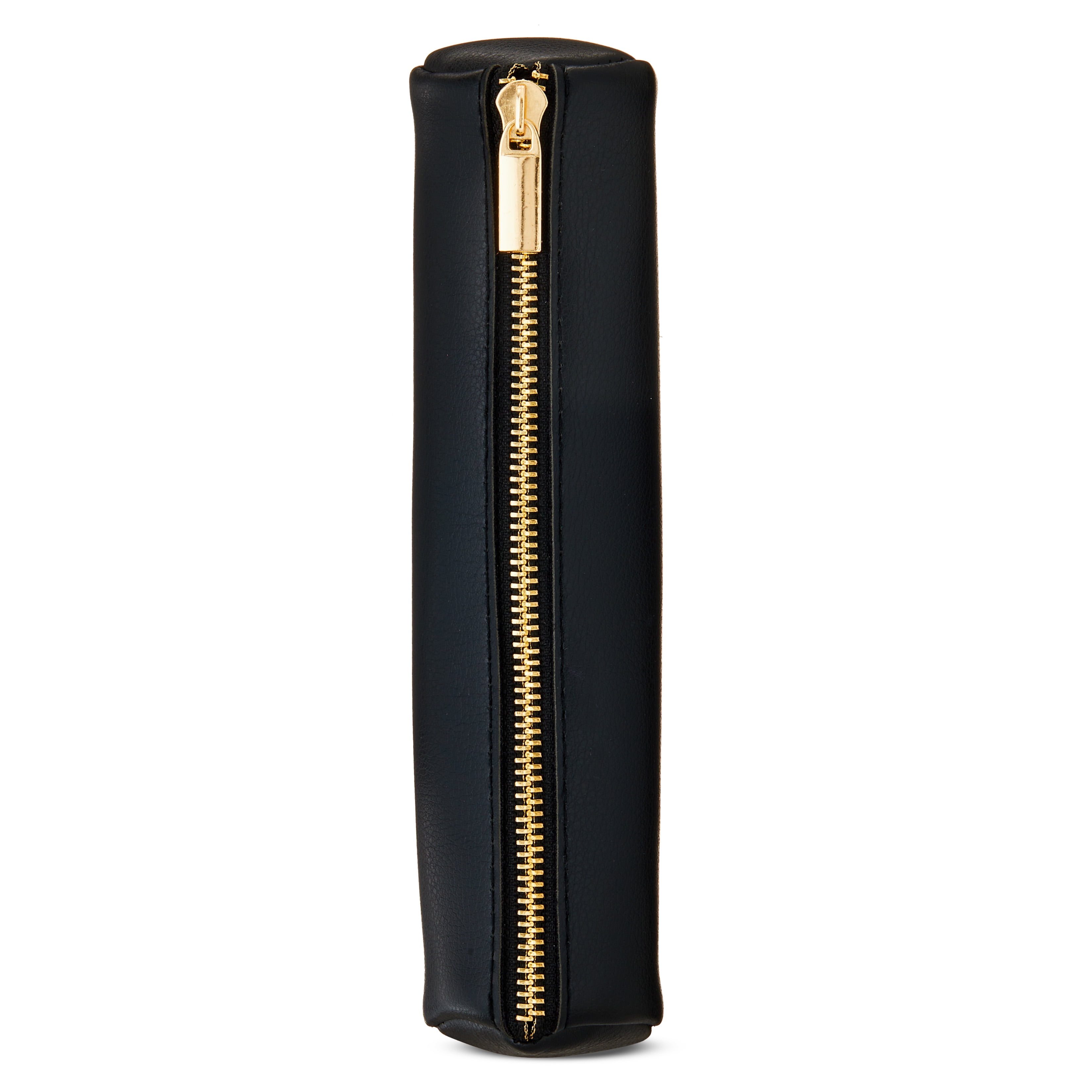 Pen+Gear Simulated Leather Pencil Pouch with Zipper Pull, Black, Ideal for Students and Professionals