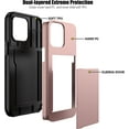 thumbnail image 3 of iPhone 14 Pro Max Case with Card Holder Heavy Duty Protective Dual Layer Shockproof Hidden Card Slot Slim Wallet Case for iPhone 14 Pro Max for Women&Men(Rose Gold), 3 of 14