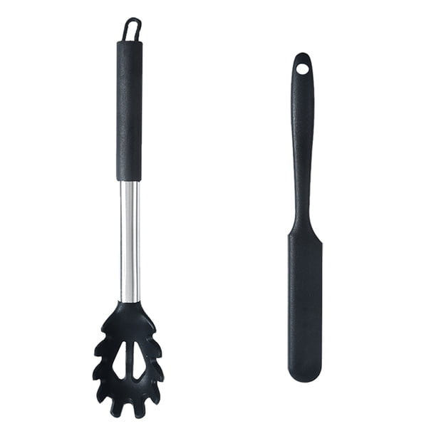 2 uds utensilios de cocina antiadherentes con mango de acero inoxidable, herramientas de cocina resistentes al calor sin BPA