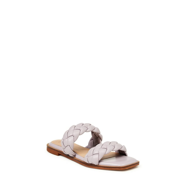 Time and Tru Women's Braided Two Band Sandals Wide Widths Available