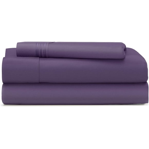 Cosy House Collection Everyday 1500 Series Bed Sheet Set - Ultra Soft & Cool Hotel Luxury Bedding - Deep Pocket - Wrinkle, Stain and Fade Resistant - 3 Piece Set (Twin, Dark Purple)