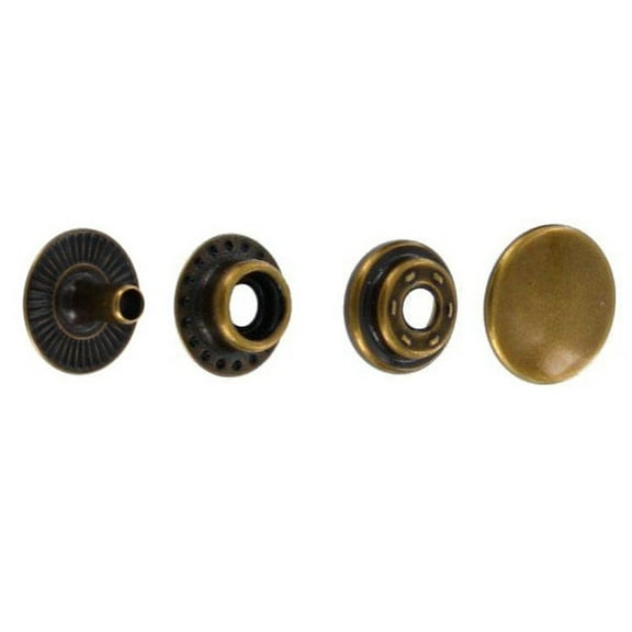Line 20 / Line 24 Ring Socket Snap Fasteners, Antique Brass, Solid Brass (100 per bag)