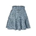 thumbnail image 2 of Seyurigaoka Women Summer Casual Boho Mini A-line Skirt Floral/Leopard Print Drawstring Elastic High Waist Short Skirt, 2 of 3