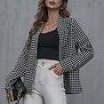 thumbnail image 2 of IROINNID Women's Shacket Jacket Long Sleeve Houndstooth Outwear, Casual Houndstooth Buttons Slim Jacket, 2 of 6
