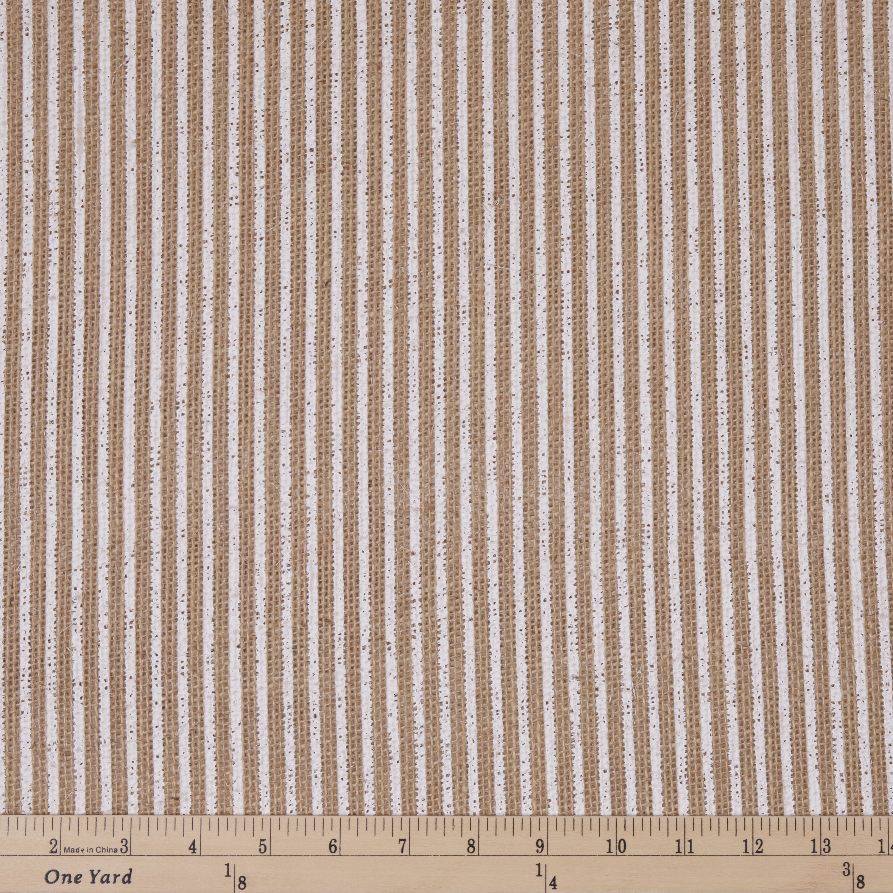 (2 pack) Love, Laugh, Craft Jute Burlap Precut Fabric, 46"W x 2-Yards, White Screenprint Stripe