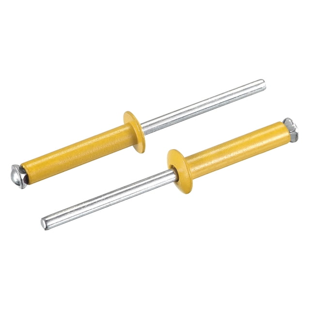 Unique Bargains 5mm x 25mm Aluminum Open End Flat Round Head Blind Rivets, Gold Tone 25 Pack