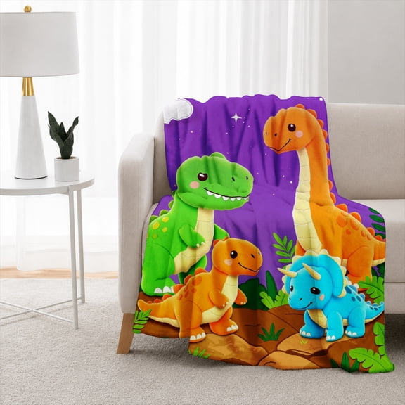 SPXUBZ Cute Dinosaurs T-Rex Forest Landscape Flannel Throw Blanket Soft Warm Cozy Fleece Blanket for Kids Boys Room Couch Decor