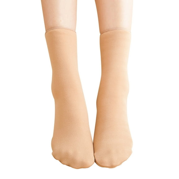 TUIBELYN 1 Pair of Winter Warm Thickened Thermal Middle Tube Socks for Women Lady Girl (Skin Color)