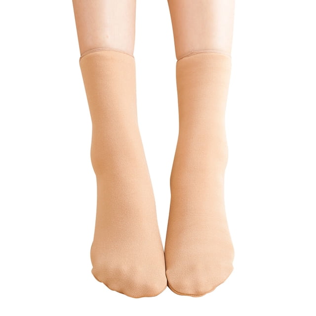 1 par de calcetines térmicos gruesos y cálidos de invierno para mujer y niña (color piel)