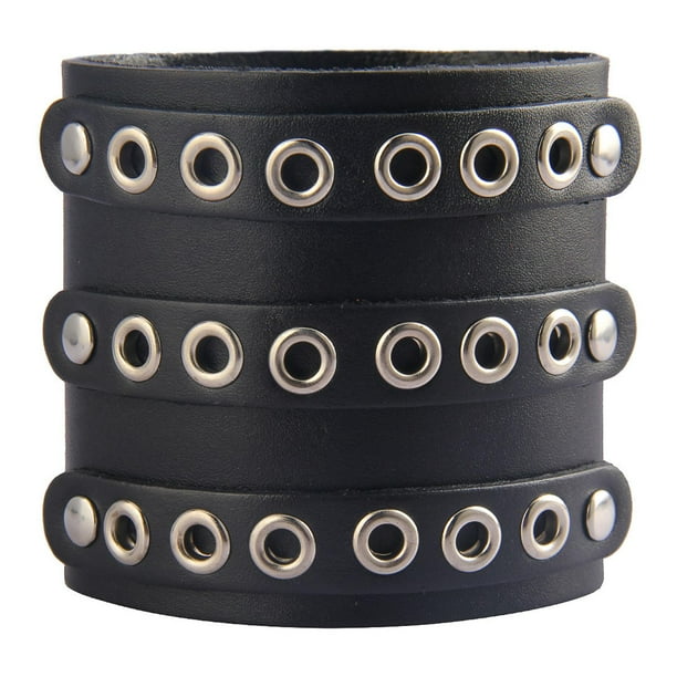 Pulsera de cuero sintético, regalo vintage para San Valentín, ideal para maridos y parejas. Negro