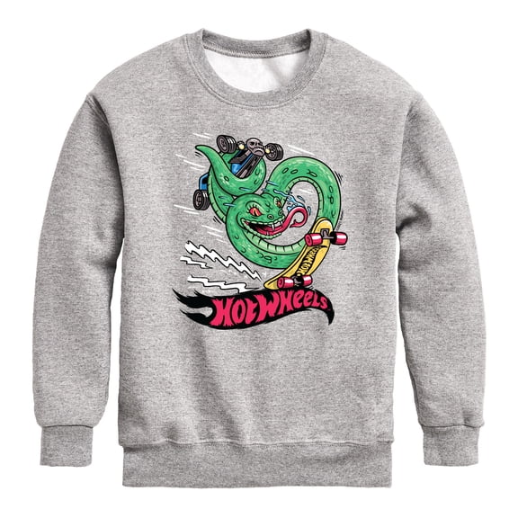Hot Wheels - Snake Skateboarder - Youth Boys Crew Fleece Sweatshirt