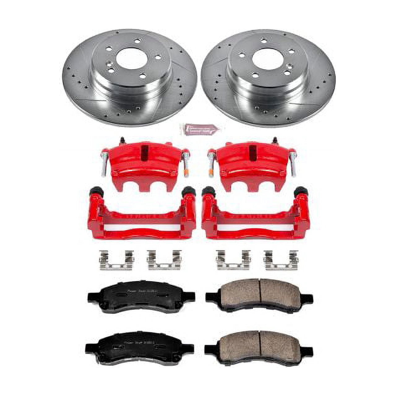 PowerStop Front Z23 Evolution Sport Brake Pad and Rotor Kit with Red Powder Coated Calipers Fits: BUICK CHEVROLET GMC ISUZU Select Models KC2084B