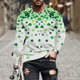thumbnail image 2 of hotojiny Mens St Patrick's Day Shirts Casual Long Sleeve T-Shirt Big and Tall Green Print Crew Neck Tops Spring Clothes for Party, 2 of 5