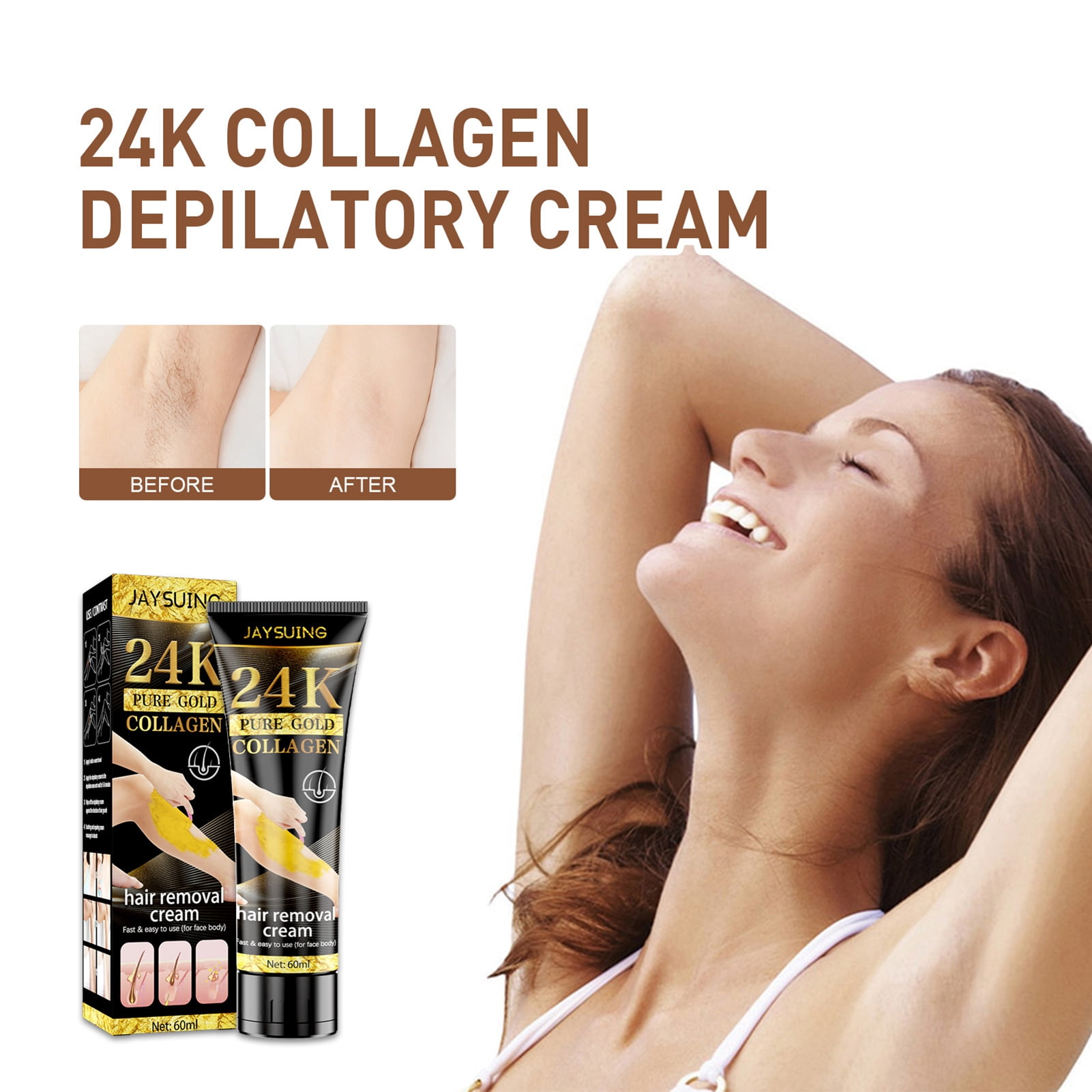 Travelwant 60ml Hair Removal Cream, Painless Natural Depilatory Cream