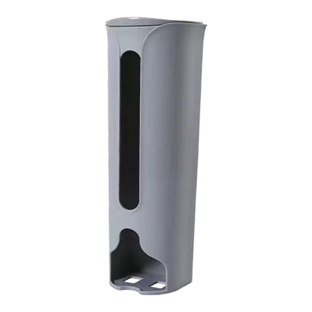 soporte para bolsas de comestibles gloria organizador de bolsas de basura gris, vista frontal vertical de dispensador de polipropileno (30.5 x 9 x 9 cm) con ventana visual alargada para ver cantidad, abertura inferior amplia y ranuras de montaje para extraer bolsas fácilmente; ideal para cocina, despensa o RV y a menudo usado también para guardar cubrezapatos o bolsas de compras.