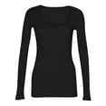 thumbnail image 3 of TQWQT Black Long Sleeve Shirts for Women Ribbed Knit Scoop Neck Slim Fit T-Shirt Basic Solid Thermal Top Casual Y2k Tops Winter Fashion Outfit Black XL, 3 of 4