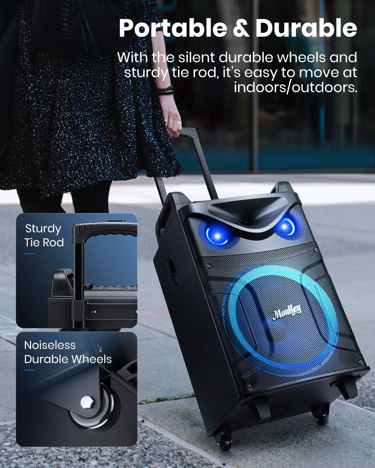 Moukey カラオケマシン、ストラップ付きポータブルBluetooth PA Moukey カラオケマシン、ストラップ付きポータブルBluetooth PA 【公式