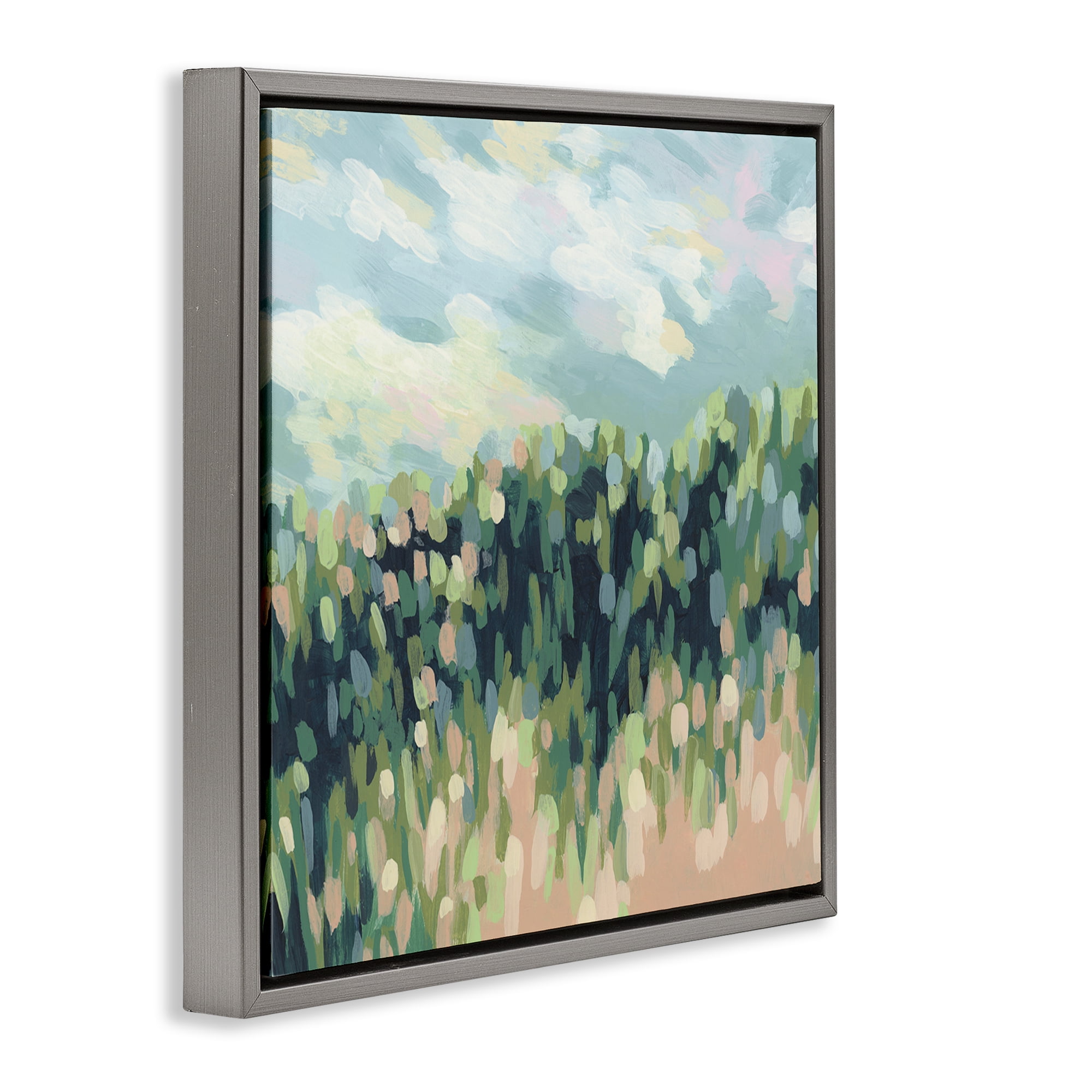 Stupell Industries Abstract Rural Plants Landscape & Nature Painting Gray Floater Framed Canvas Art Print Wall Art, 25 x 25