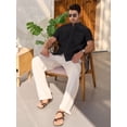 thumbnail image 3 of sogami Men's Cotton Linen Short Sleeve Button Up Shirt Casual Summer Beach Shirt, 3 of 9