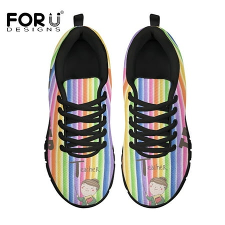 

Casual Ladies Lace Up Flats Sneakers Cute Cartoon Teacher Printing Women Shoes Brand Footwear Gifts for Teachers
