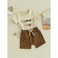 thumbnail image 3 of Qiylii Baby Toddler Kids Boys Summer Shorts Outfits 0 6 12 18 24 Months 2T 3T Baby Short Sleeve Letter Print T shirt Tops and Drawstring Shorts Clothing Sets, 3 of 9