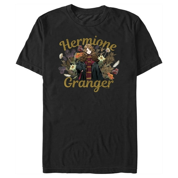 Men's Harry Potter Floral Hermione Granger Graphic Tee Black Small
