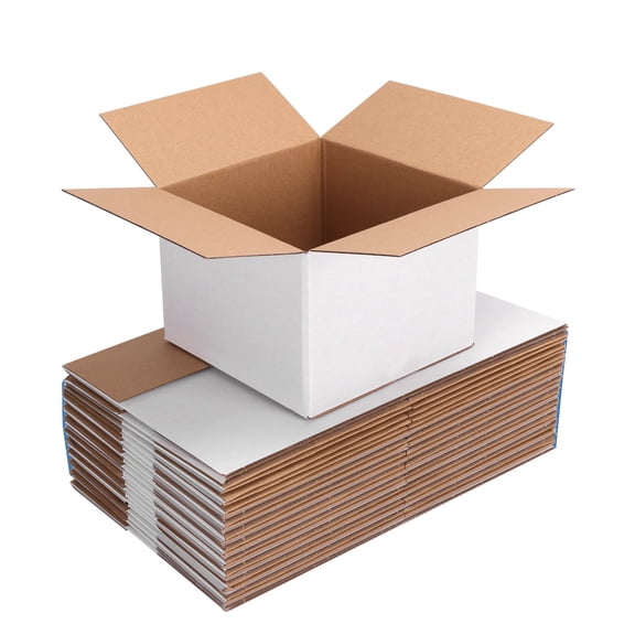 25-Pack 8x8x6 White Corrugated Cardboard Mailer Boxes