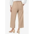 thumbnail image 2 of Jessica London Women's Plus Size Wide Leg Linen Crop Pants Elastic Waist, 2 of 5