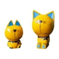 thumbnail image 1 of Estatuas de gato de madera, adornos, regalo para amantes de los gatos, decoración, figuras de gato hechas a mano Amarillo, 1 of 9