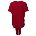 thumbnail image 4 of A2Y Women's Loose Fit Short Sleeve Button Down Front Tie Top Dark Red M, 4 of 7