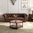 thumbnail image 2 of Rustic 2-Tier Round Coffee Table with Open Storage Shelf – Sturdy Metal Frame, Easy Assembly, Ideal for Modern & Farmhouse Decor, Small 30.5 Inch Classic Color, 2 of 7