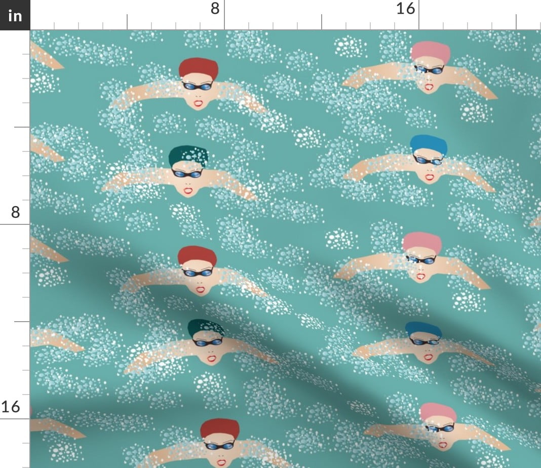 Spoonflower Fabric Swimmers Pool Swimming Sports Splash Athletic