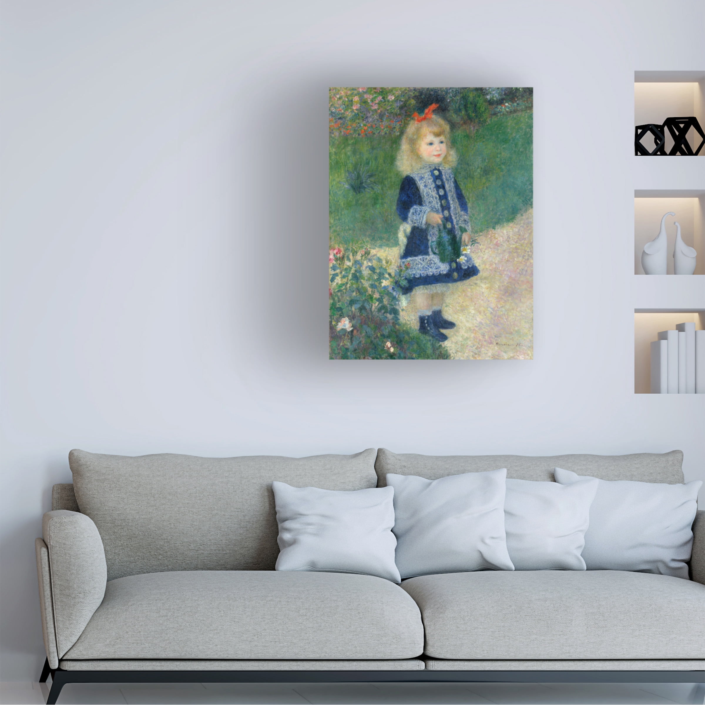 Pierre Renoir 'A Girl With a Watering Can' Canvas Art