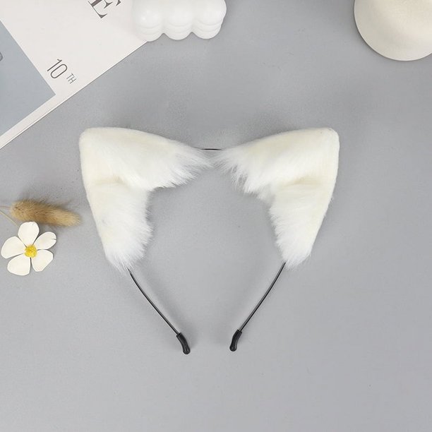 Diadema con orejas de gato y zorro de simulación hecha a mano, diadema con orejas de bestia de peluche, accesorios para vestido de cosplay, accesorios para tocado