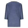 thumbnail image 5 of gbyLJF Womens Shirts 2024 Fall Trendy Stripes Print 3/4 Sleeve Blouses Loose Comfy Cotton V Neck Casual Tunic Tops A01_Dark Blue 3XL, 5 of 5