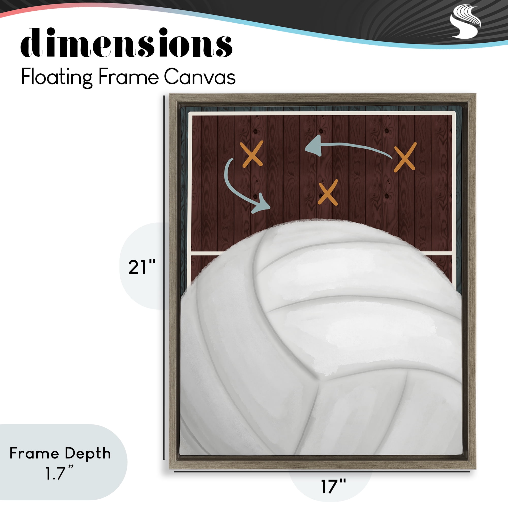 Stupell Industries Volleyball Court Tactics Brown Framed Floater Canvas Wall Art, design by Jennifer Stith