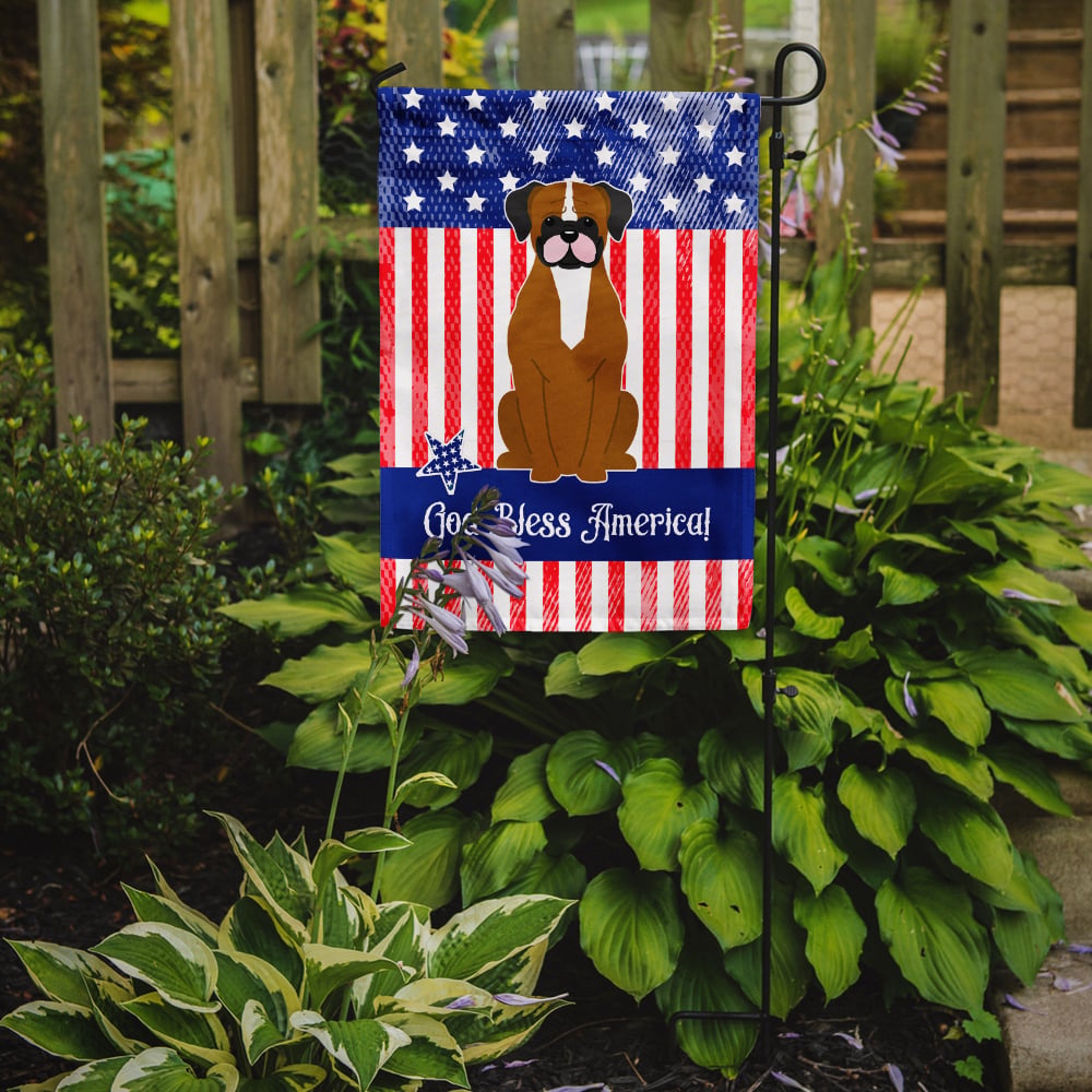 thumbnail image 2 of Caroline's Treasures BB3111GF Patriotic USA Flashy Fawn Boxer Flag Garden Size , Small, multicolor, 2 of 3