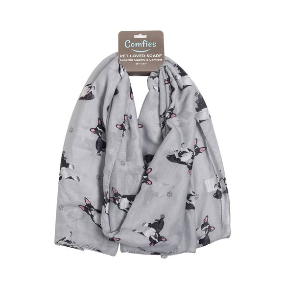 Boston Terrier Dog Lover Scarf - Year-round scarf, Lightweight material, 67"