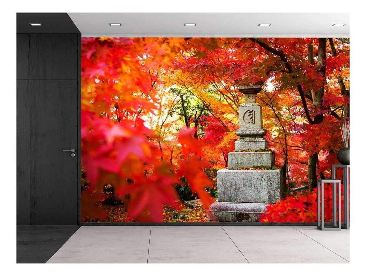 Wall26 Japanese Statue on a Japanese Garden Wall Mural, Removable