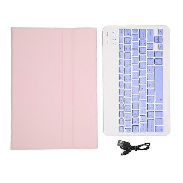 Mini Wireless Keyboard 11 inch Waterproof Ultra-thin Silent Portable Keyboard with Leather Case for Pad5 Pro5 Pink