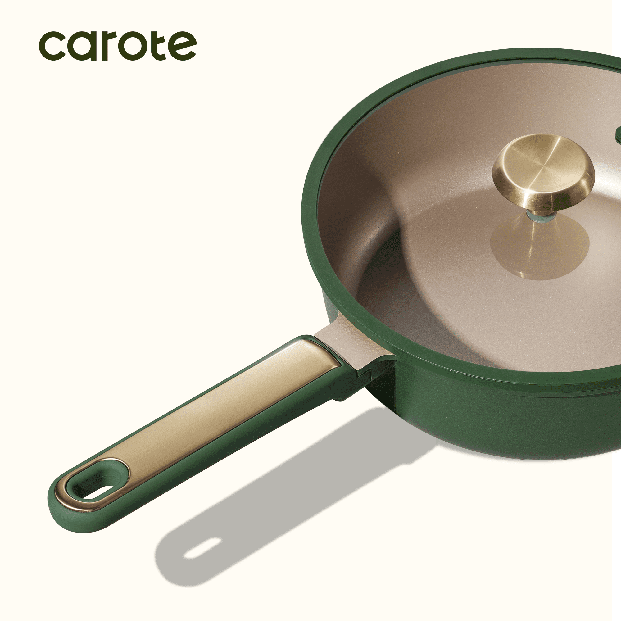 Carote 4.5 QT Nonstick Sauté Pan with Lid, 11" Deep Frying Pan, Induction Compatible, Easy to Clean, Green
