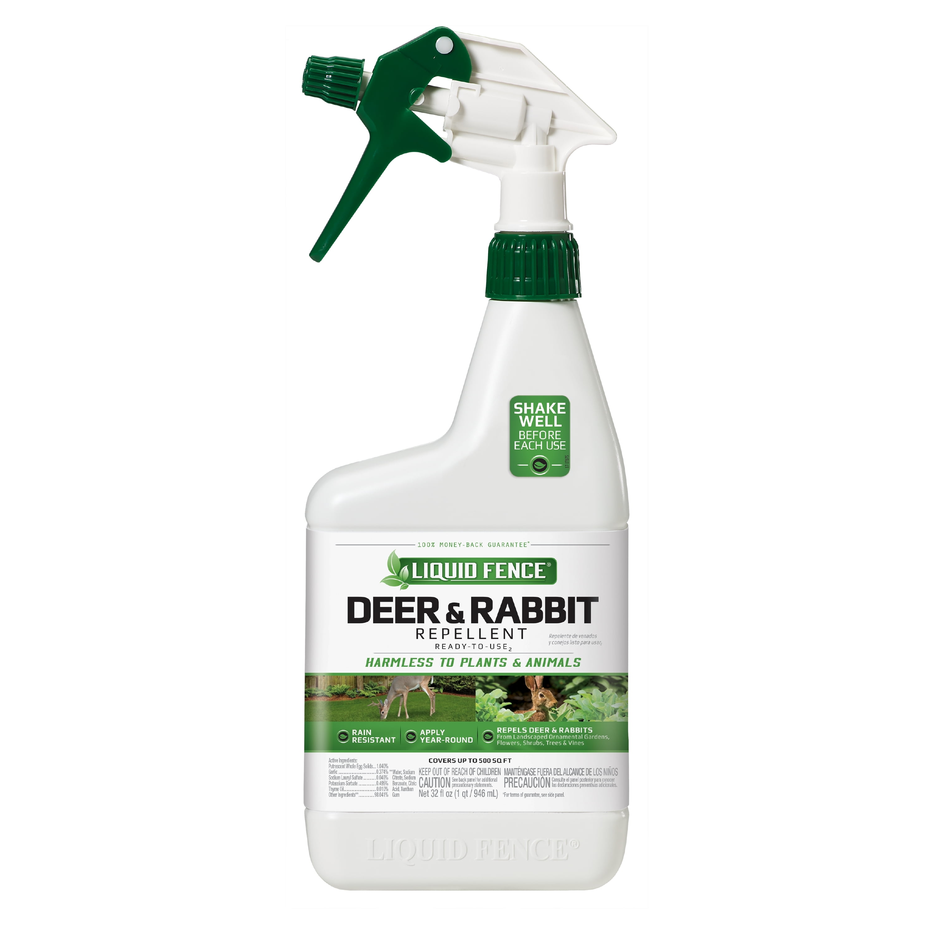 Liquid Fence HG-71126 Ready-to-Use Deer Rabbit Repellent Spray, 1 Quart
