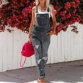 thumbnail image 2 of SAWOBUUN Women Ripped Denim Bib Overalls Casual Loose Fit Adjustable Strap Jeans Pants Jumpsuits, 2 of 8