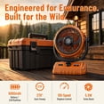 thumbnail image 5 of Dazone Rechargeable Patio Fan for Camping Tent, High-Velocity Battery Powered Beach Tent Fan with 100 Speeds, Quiet Portable Fan for Travel, Pets, Outdoor Essentials (Orange), 5 of 12